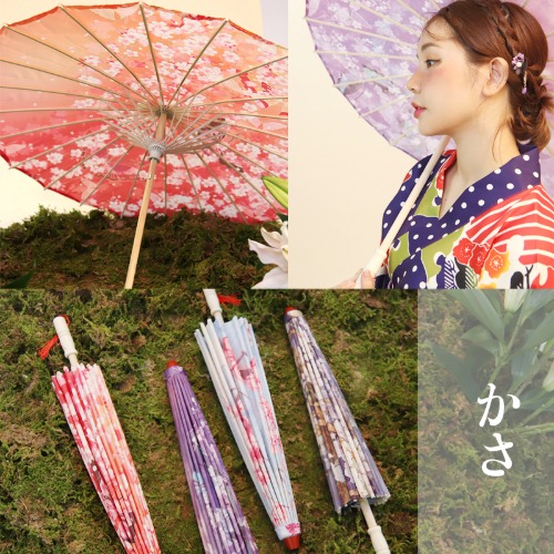 하나미즈에 일본 전통 우산 [대나무 카사 폴리 원단 소재 벚꽃 나비] - 3차재입고