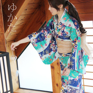 츠보미 민트 유카타 4set [일본 전통 의상 여성 기모노 패턴]