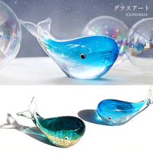 바다를 삼킨 고래 [일본 출고 유리공예 glass art whale 젤리피쉬 산호숲 야광 장식 소품] - 3차재입고