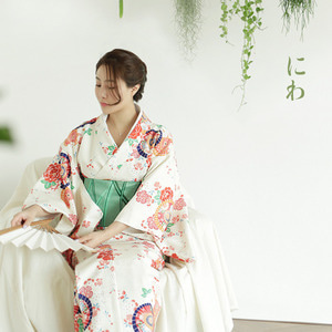 니와 여성 유카타 4set [일본 전통 의상 초록 정원 기모노] - 3차재입고