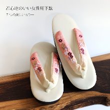 화이트 치리멘 자수 여성 고급 게다 [일본 전통 의상 신발 white 기모노 유카타 게타] - 2차재입고